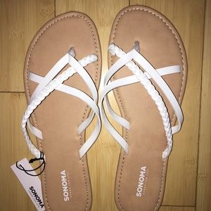 White braided Sonoma flip flops
